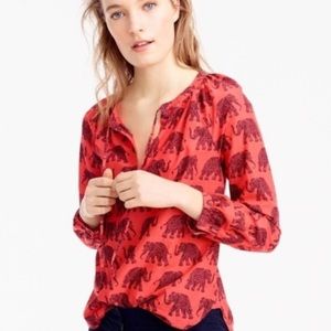 J. Crew Elephant Boho Print Peasant Top Size 8